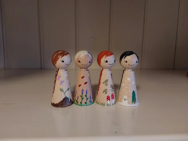 Atelier Nouk - Vier seizoenen handbeschilderde peg dolls