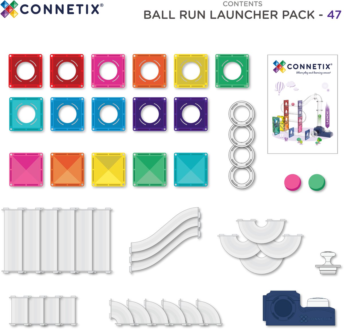 Connetix knikkerbaan Launcher Pack 47-delig