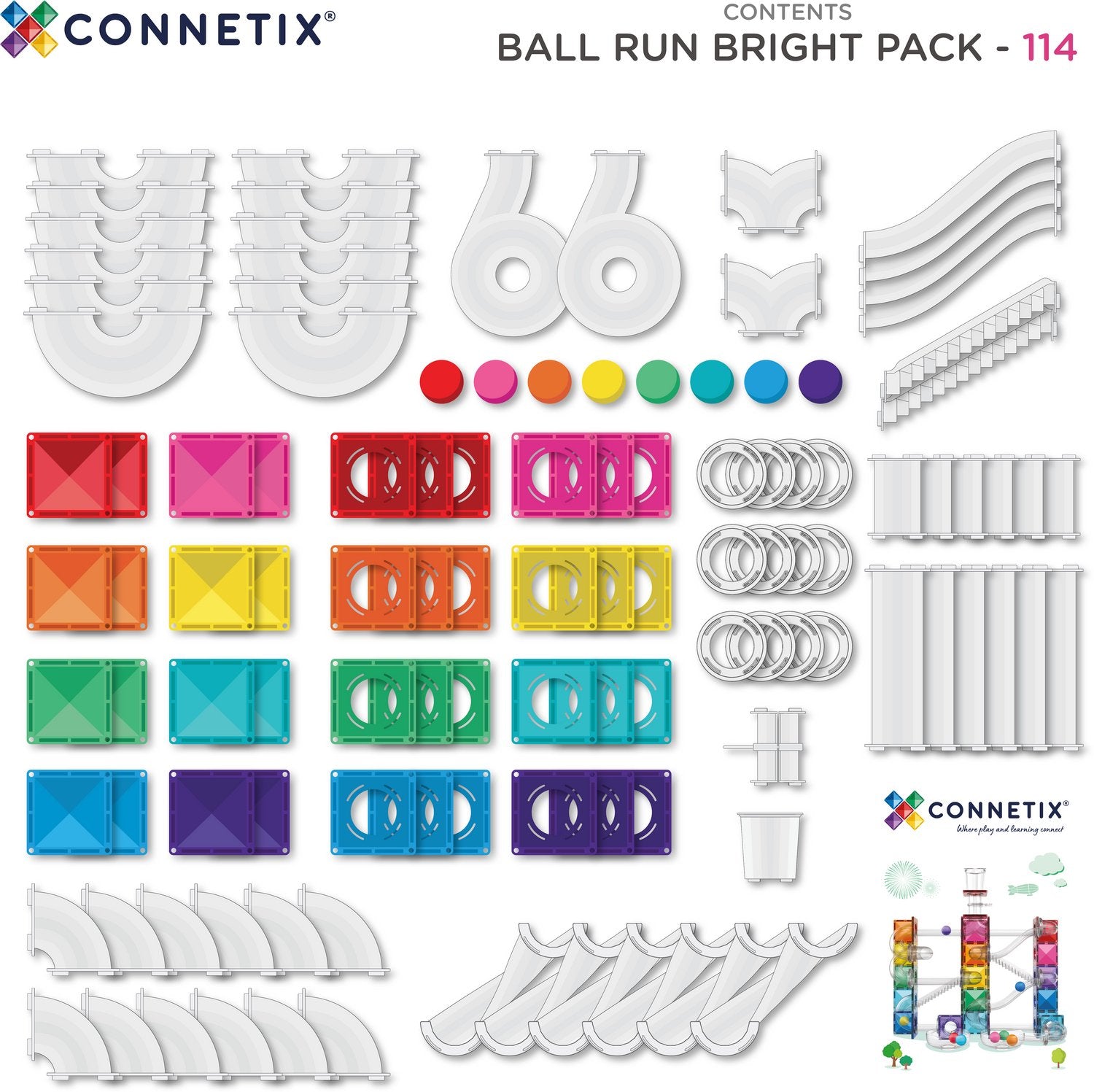 Connetix Ball Run Bright Pack 114 pc