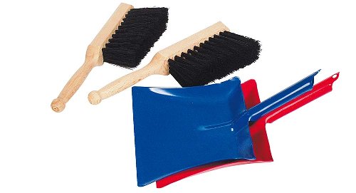 Goki metalen stoffer en blik en 1 borstel