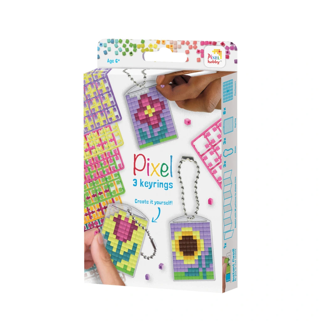 Pixelhobby Medaillon sleutelhangerset - Bloemen