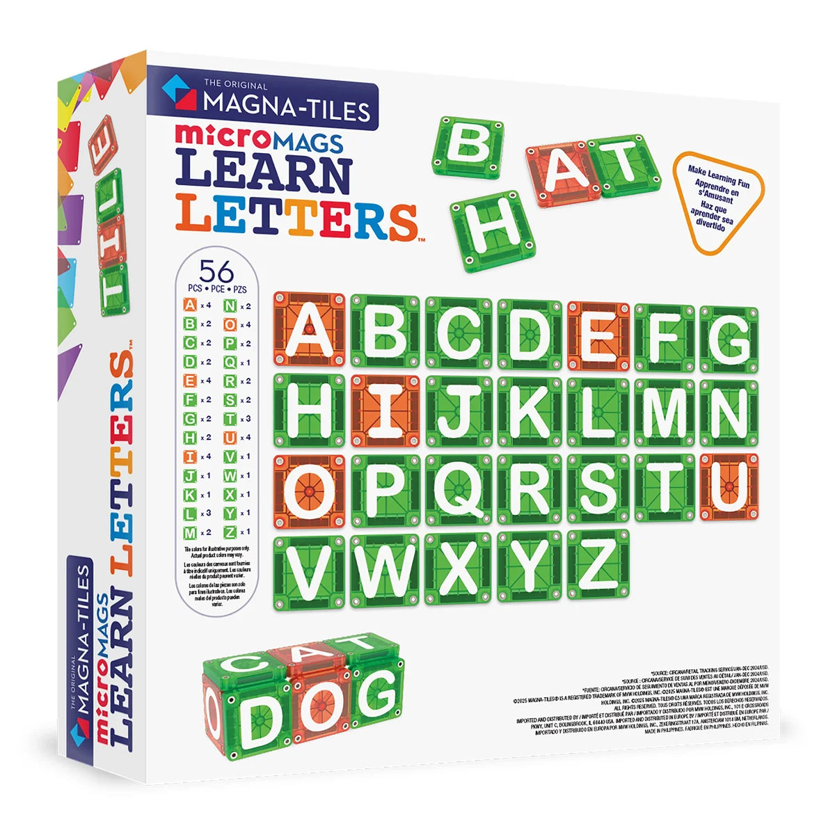 Magna-Tiles -  microMAGS Learn Letters 56 stuks