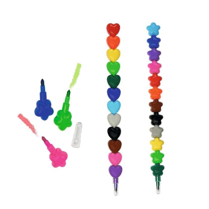 Stapel kleurpotloden regenboog hart of ster