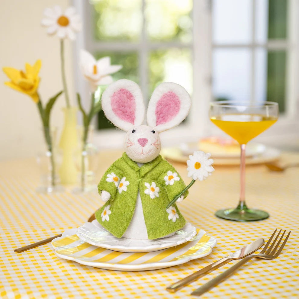 Sjaal met Verhaal Decoratie Haas Groen met Margrietjes