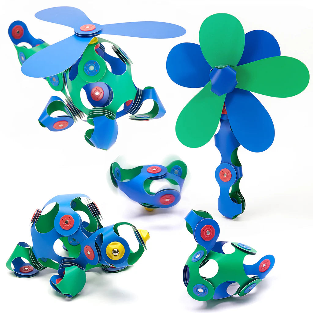 Clixo crew blauwe en groene magnetische bouwset 30 stuks