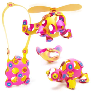 Clixo crew roze & geel magnetische bouwset 30 stuks