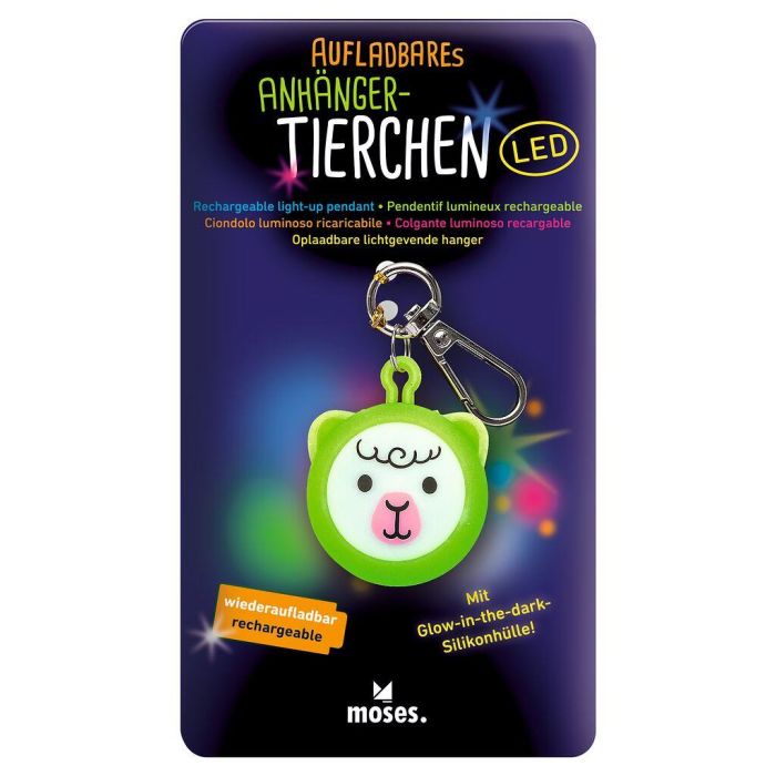 Sleutelhanger LED oplaadbaar dieren 4 assorti