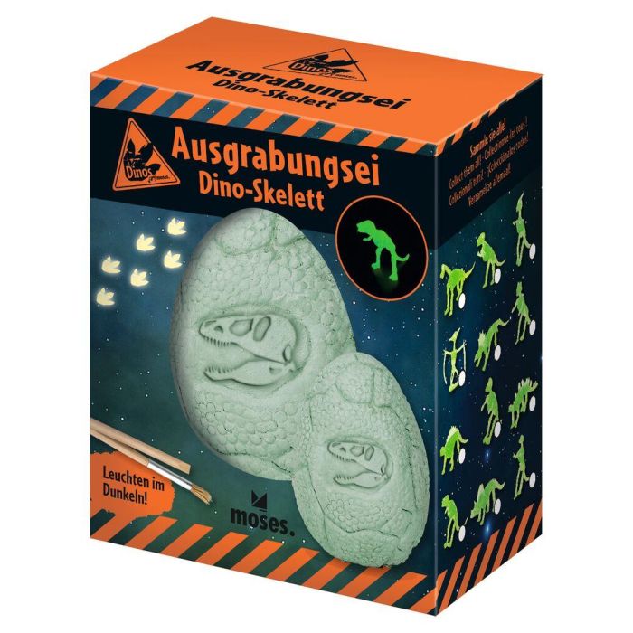 Dino uithak ei glow in the dark skelet
