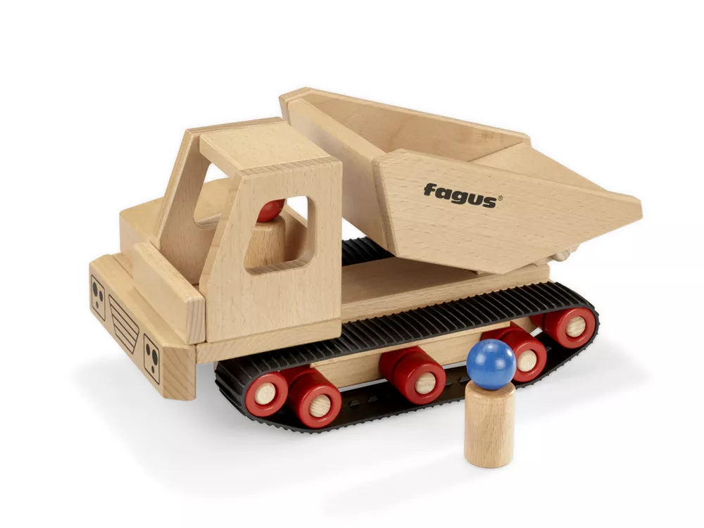 Fagus Houten kiepwagen met rupsbanden