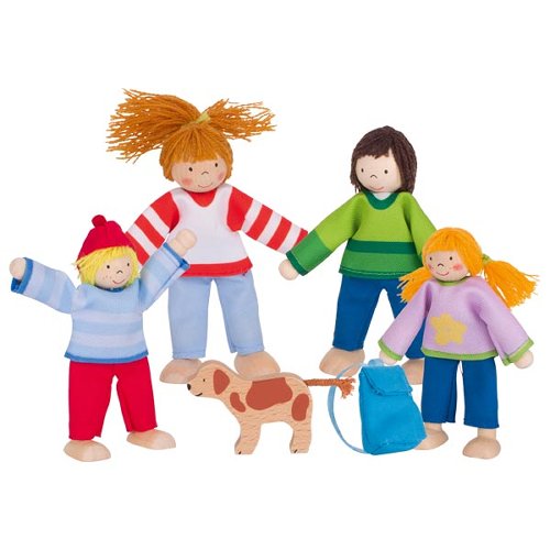 Goki Buigbare poppen, kamperen, gezin/ poppenhuis poppetjes