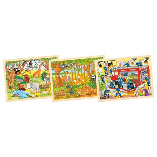 Goki houten insteekpuzzel, 48 stukjes ( diverse thema's)