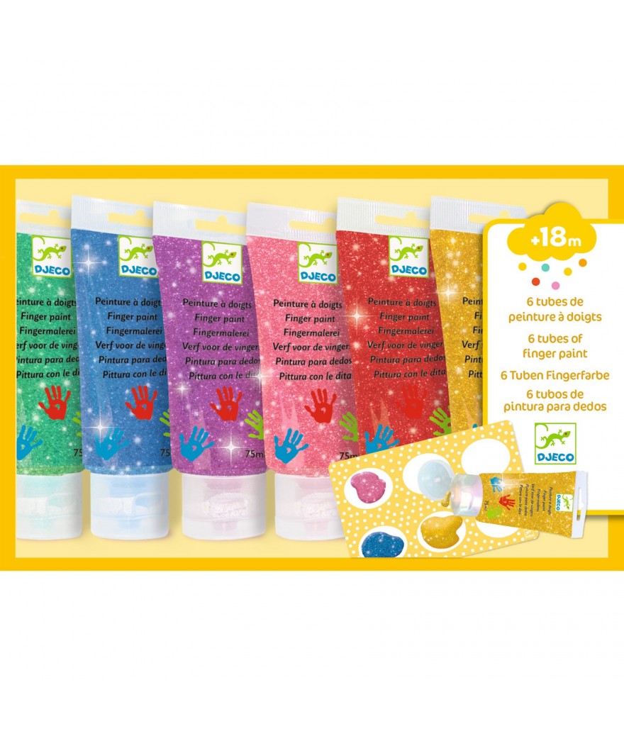 Djeco 6 tubes of finger paint - Glitter