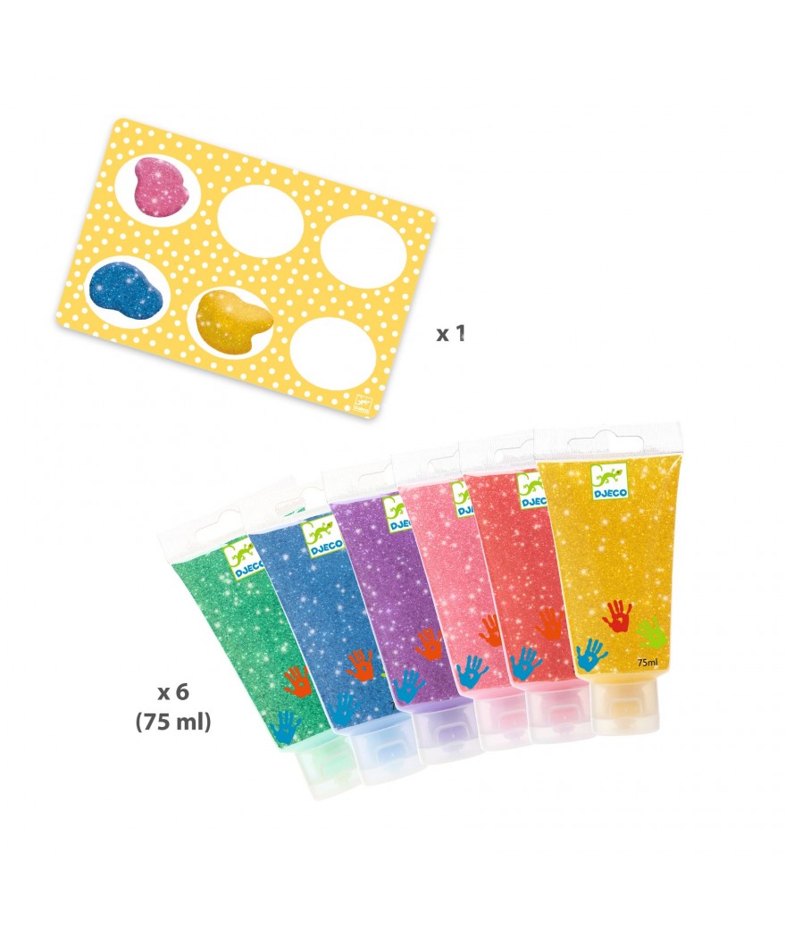 Djeco 6 tubes of finger paint - Glitter