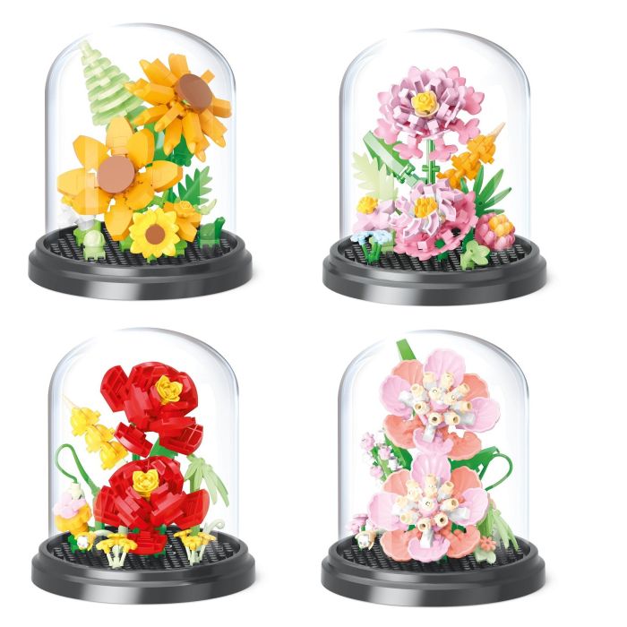 Brick garden flower 11 cm met stolp ( 4 soorten)