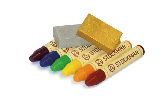 Stockmar Regenboogeditie - assortiment - 6 waskrijtjes en 2 wasblokjes (goud & zilver)