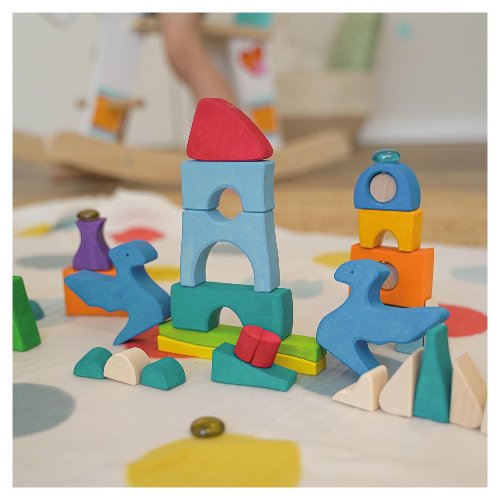 Goki - Houten Kasteel Bouwpuzzel met Fonkelstenen