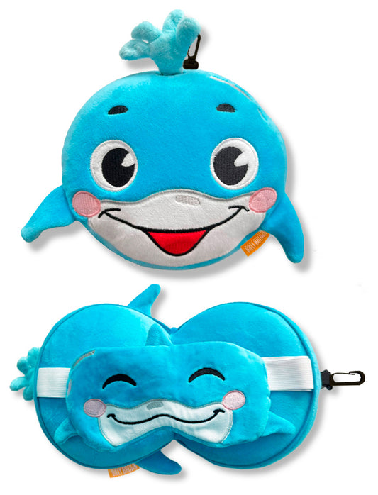 ZooNap Dolphy Dolph - Reiskussen met slaapmasker - Geschikt vanaf 3 jaar - Blauw