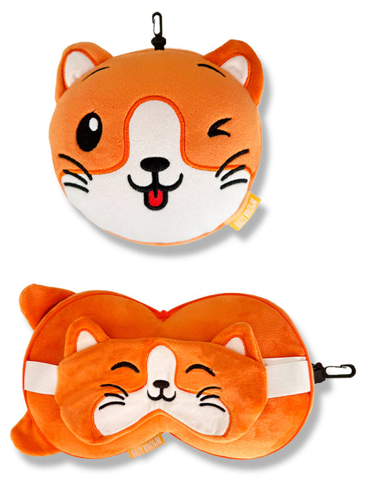 ZooNap Kitty Kat - Reiskussen met slaapmasker - Geschikt vanaf 3 jaar - oranje