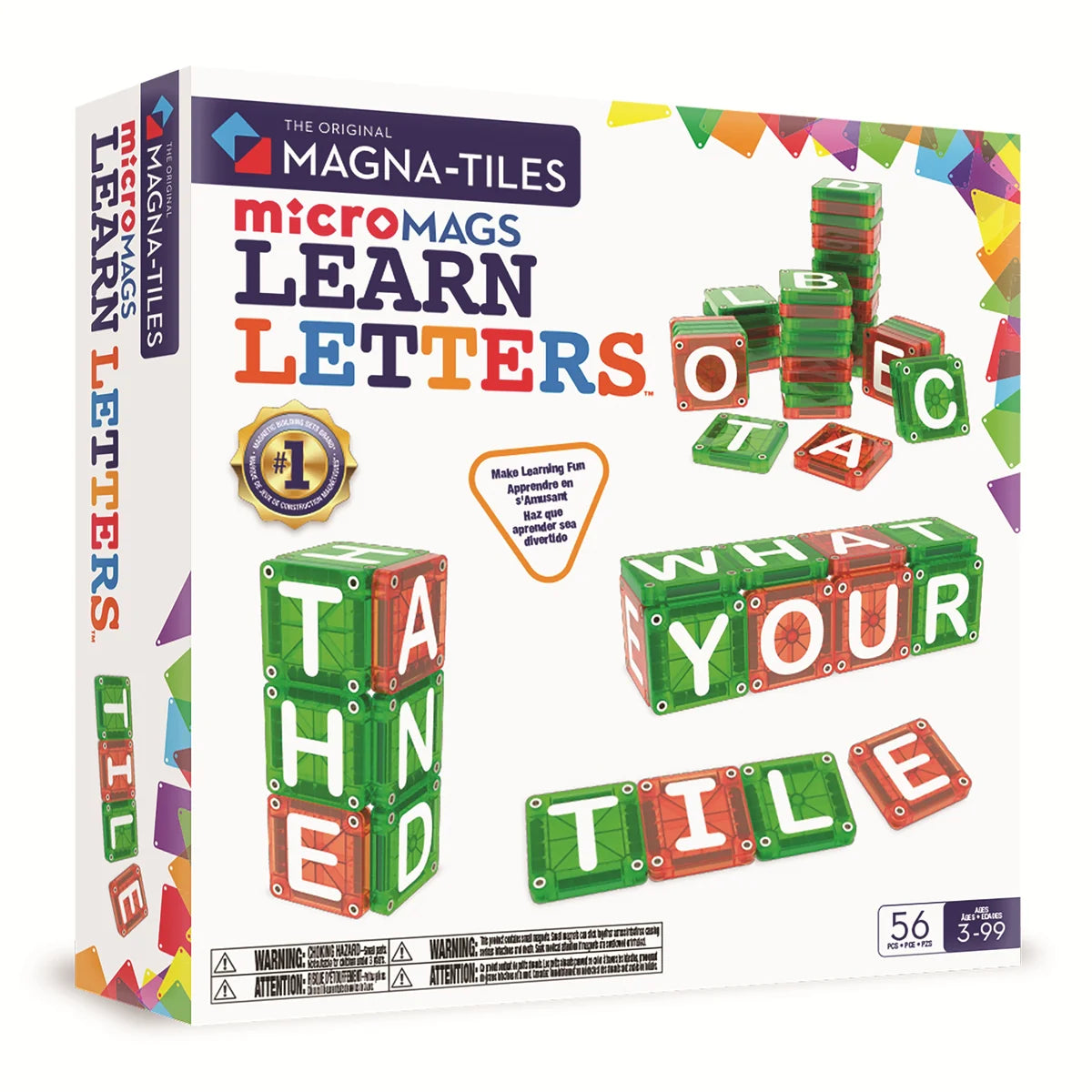 Magna-Tiles -  microMAGS Learn Letters 56 stuks