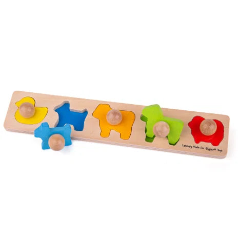 BigJigs Mijn Eerste Puzzel houten knop Dieren