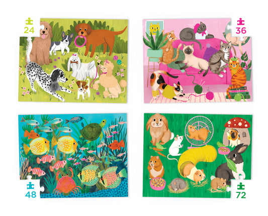 Crocodile Creek vier puzzels - thema Huisdieren (24, 36 , 48 en 72 stukjes)