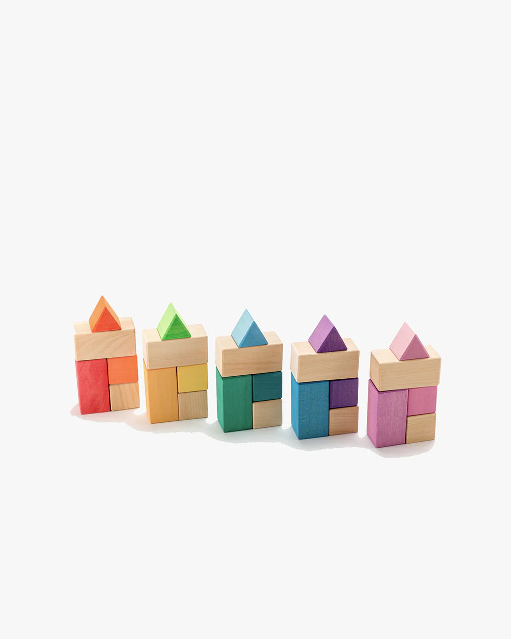 Ocamora houten blokkenset regenboog - houses & cubes