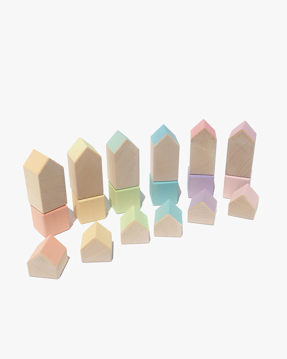 Ocamora houten blokkenset pastel - houses & cubes