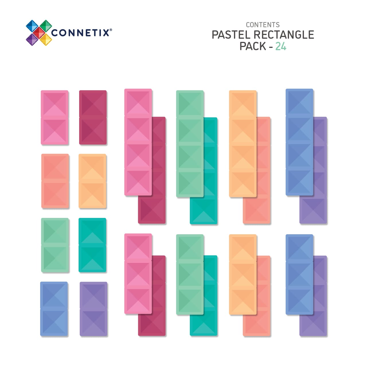 Connetix Pastel Rectangle Pack - 24 delig