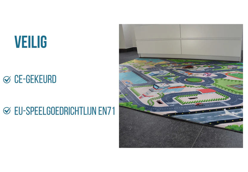 Mats & Joy Speelkleed - Thema City Auto (130x180cm) ALLEEN IN DE WINKEL