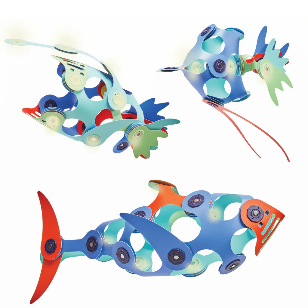 Clixo ocean creatures magnetische bouwset 24 st., lichtgevend in het donker