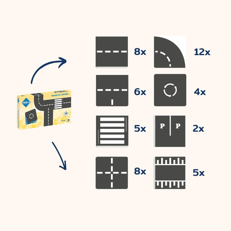 Coblo Magnetic Tile Toppers Road Pack 50 stuks