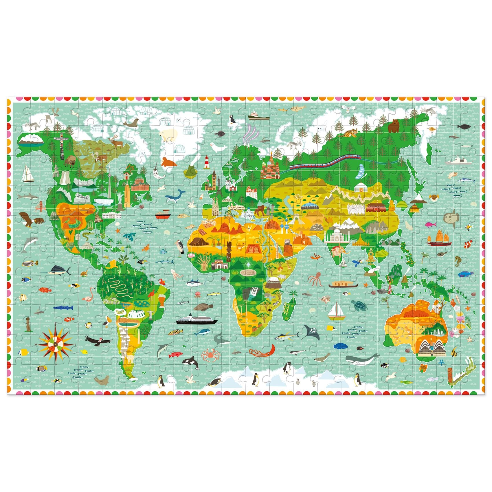 Djeco puzzel - Reis rond de wereld - 200 stukjes (DJ07412)