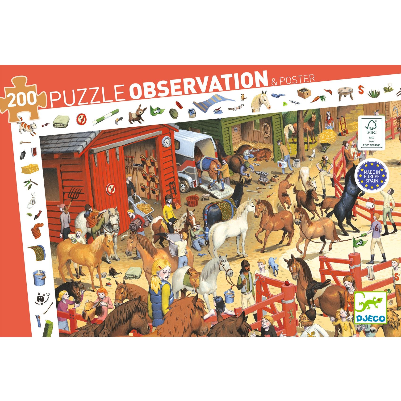 Djeco Observatie puzzel Paarden - 200 stukjes (DJ07454)