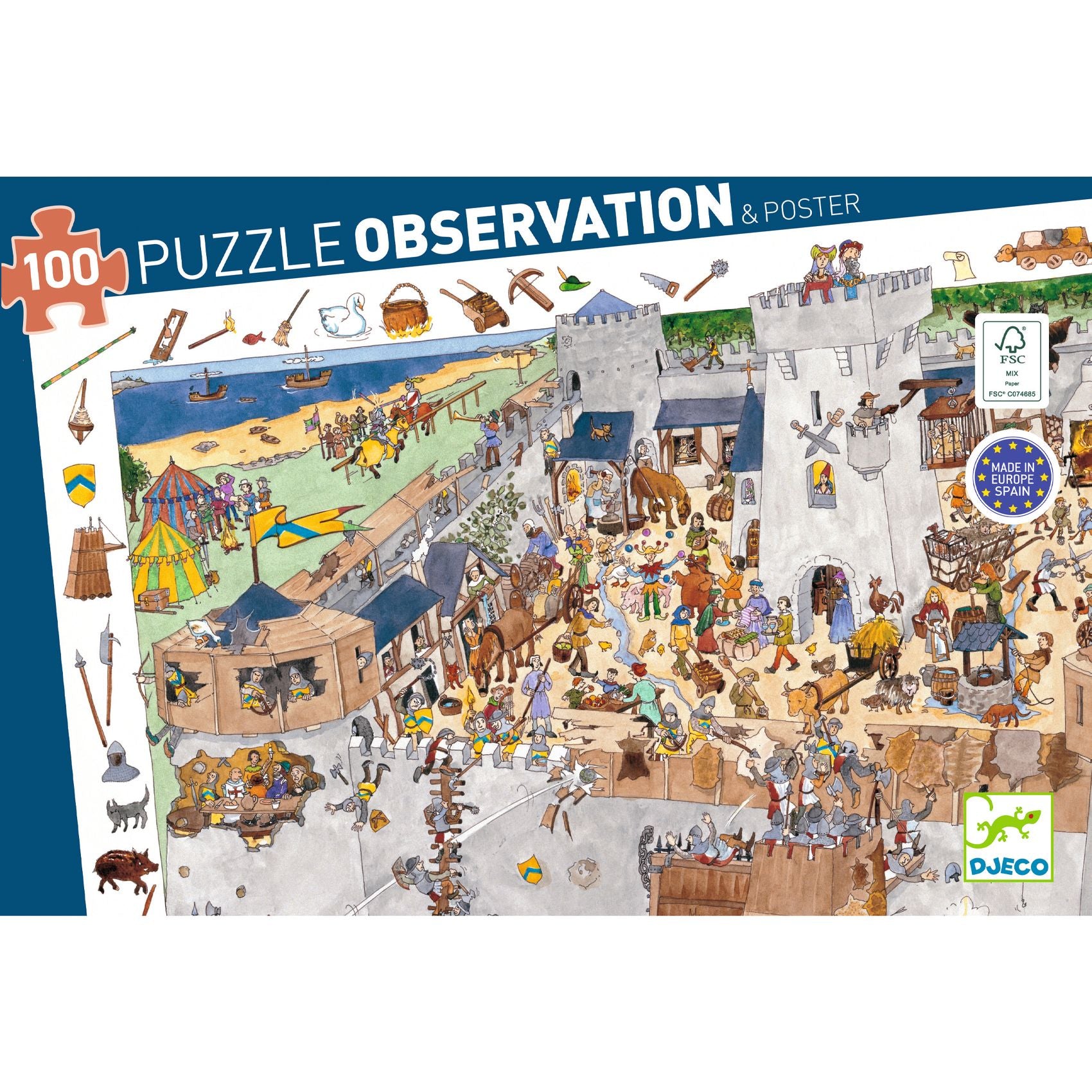 Djeco Observatie puzzel Ridders - 100 stukjes (DJ07503)