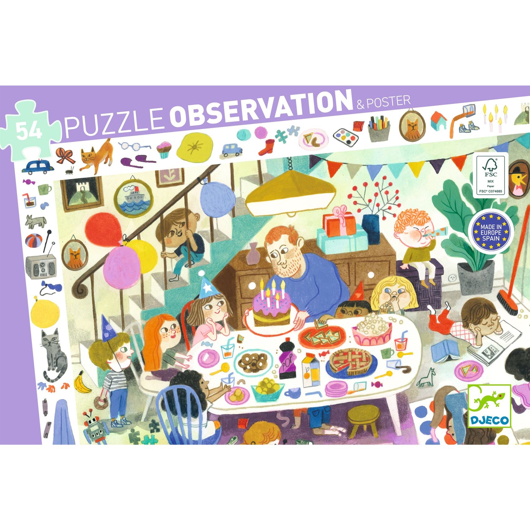 Djeco Observatie puzzel Het verjaardagsfeest - 54 stukjes (DJ07566)