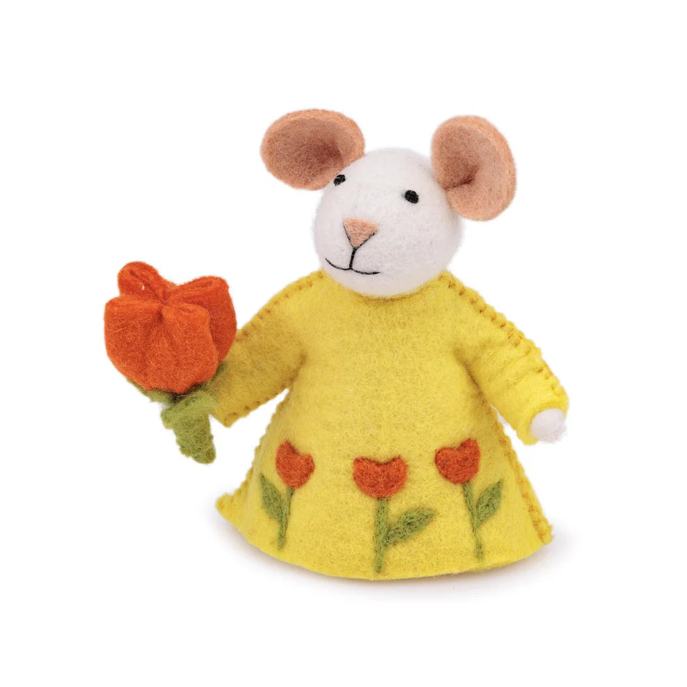 Sjaal met Verhaal Decoratie Muis met Tulp Oranje