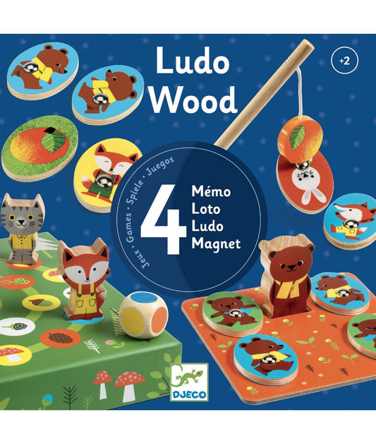Djeco 4 spellen in 1 - bingo, memory, Ludo en vissen > 2 jaar