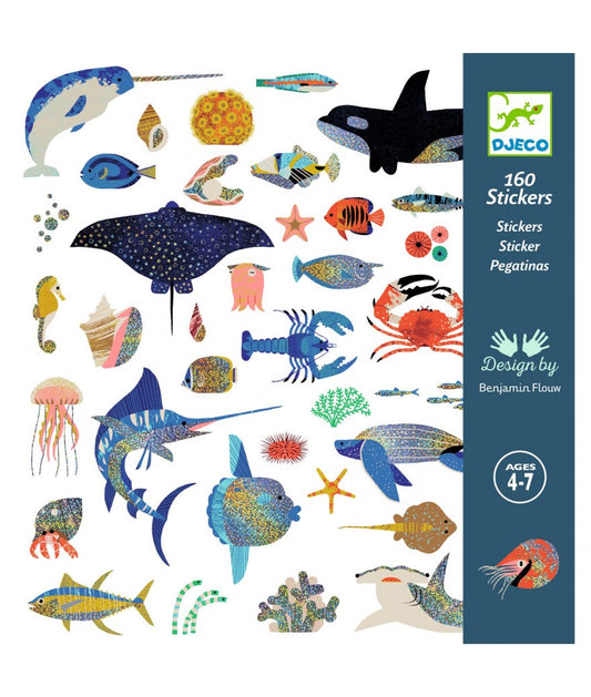 Djeco Stickers Ocean Metallic -  160 stuks