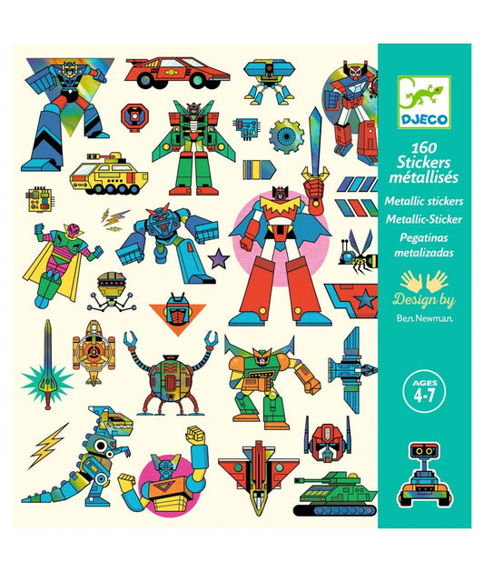 Djeco Stickers Robots Metallic -  160 stuks