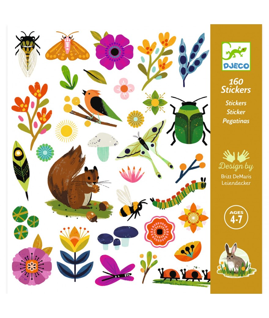 Djeco Stickers Dieren en Tuin - 160 stuks