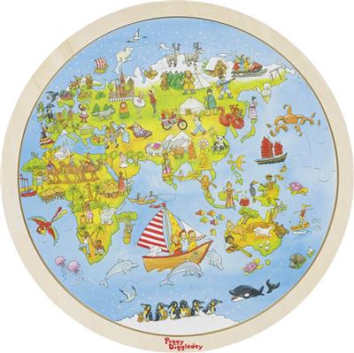 Goki - 2 zijdige legpuzzel - WERELDBOL 57 stukjes > 6 jaar