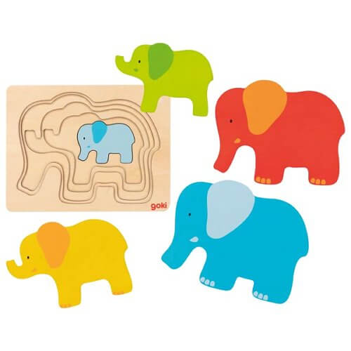 Goki Dubbellaagse puzzel Olifant> 2 jaar