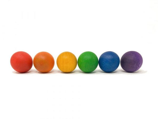 Grapat houten ballen - regenboog ( 6 stuks) 16-126