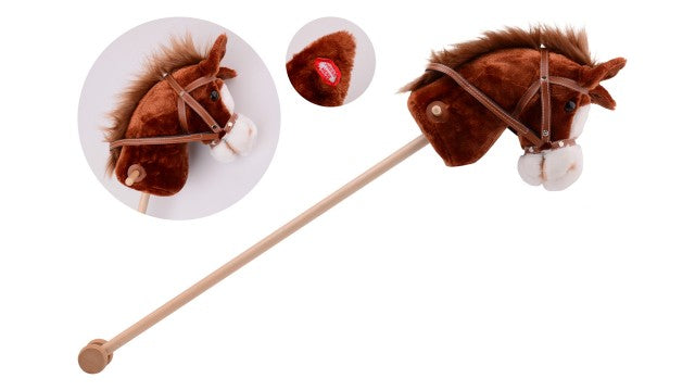 Houten Stokpaard met Geluid Bruin ( alleen in winkel!)