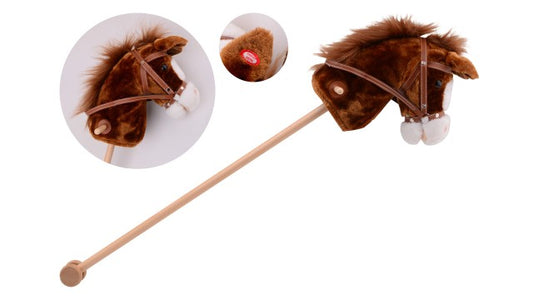 Houten Stokpaard met Geluid Bruin ( alleen in winkel!)
