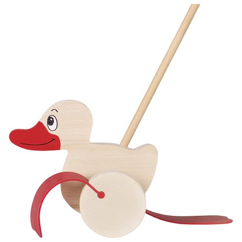 Goki Houten Duwstok eend met flappers