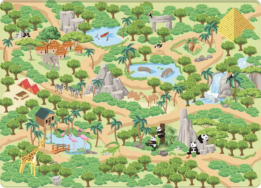 Mats & Joy Speelkleed - Thema Jungle Safari Auto (130x180cm) ALLEEN IN DE WINKEL