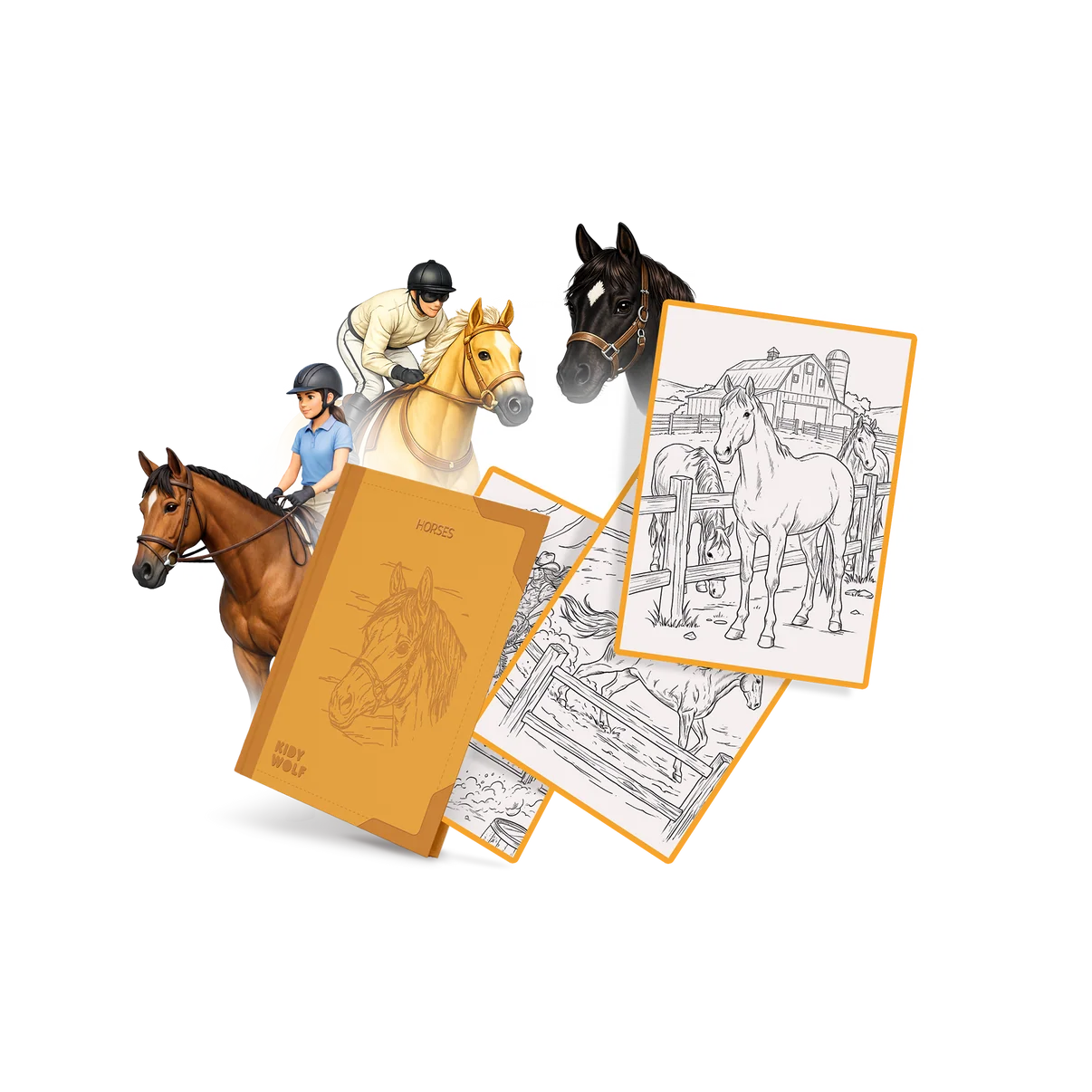 KidyWolf KIDYDRAW PAD Refill pack “Horses” > 8 jaar