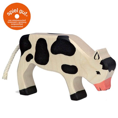 Holztiger Kalf grazend, zwart (80004)