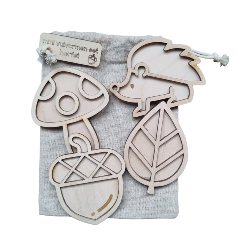 Kiddi - 4 Houten Vulvormen set - Herfst